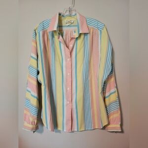 Sunny South Vintage Stripe Button Down Woman's Size 16 Made in the USA